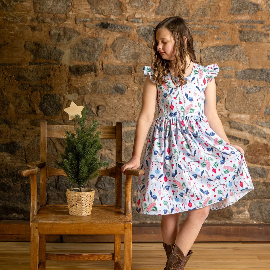 Blue Wren Girls Christmas Dress - PRE-ORDER-Bandicute