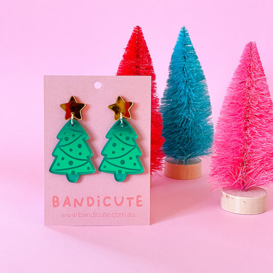 Christmas Tree Earrings - Green-Bandicute