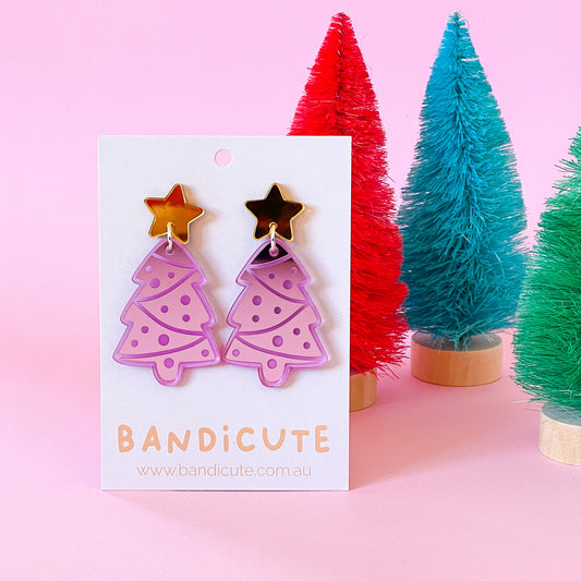 Christmas Tree Earrings - Pink-Bandicute