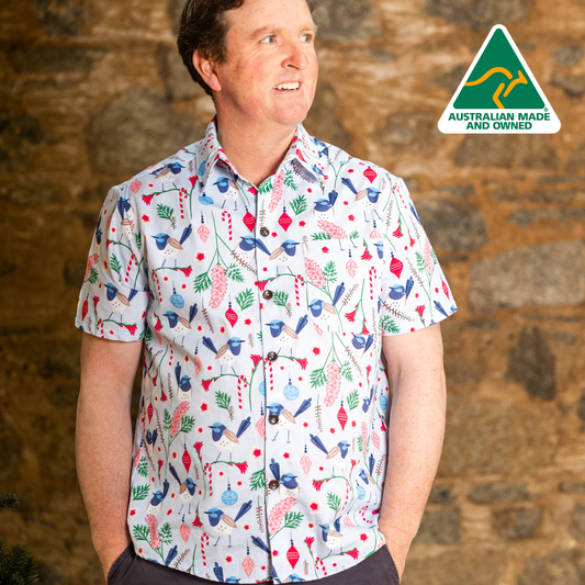 Blue Wren Christmas Men's Shirt - PRE-ORDER-Bandicute