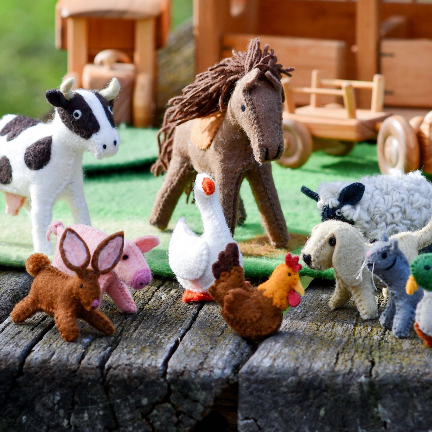 Felt Farm Animal Toy Set - 10 Pieces-Bandicute