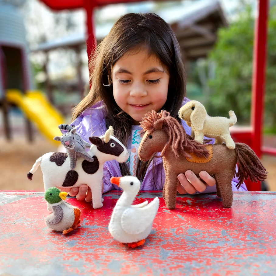 Felt Farm Animal Toy Set - 10 Pieces-Bandicute