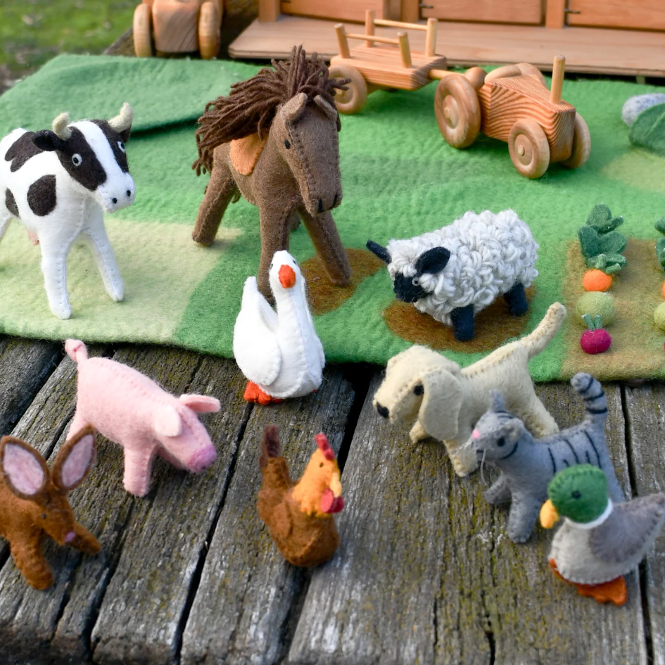 Felt Farm Animal Toy Set - 10 Pieces-Bandicute