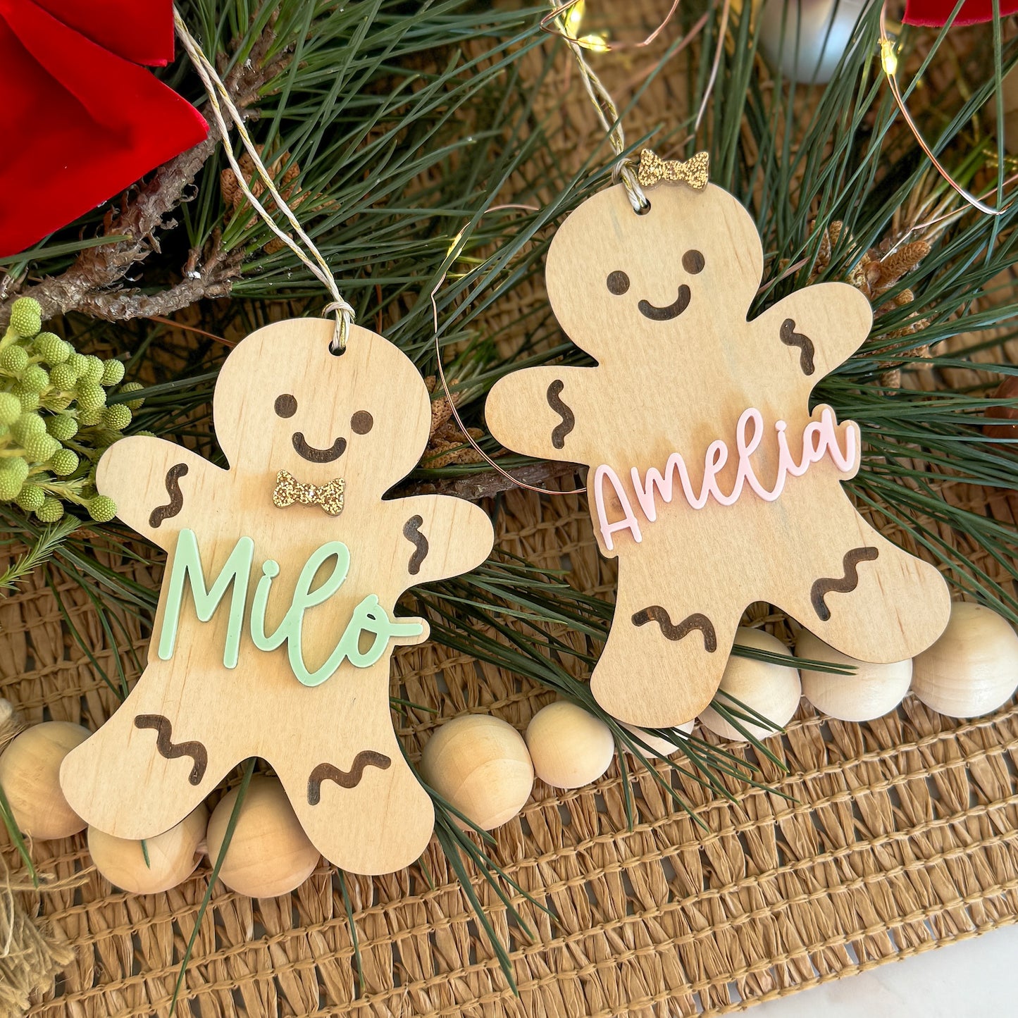 Gingerbread People Personalised Christmas Ornament-Bandicute