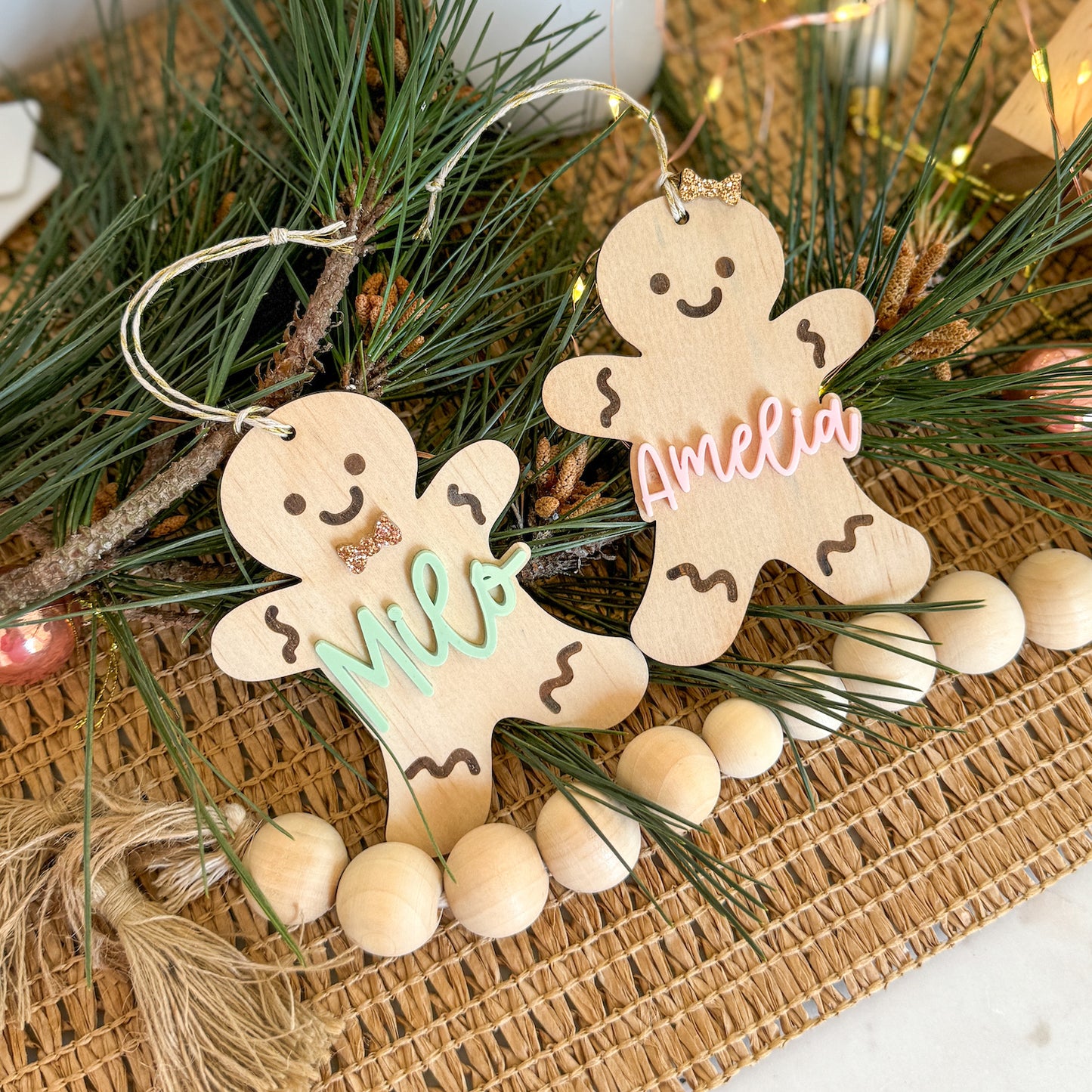 Gingerbread People Personalised Christmas Ornament-Bandicute