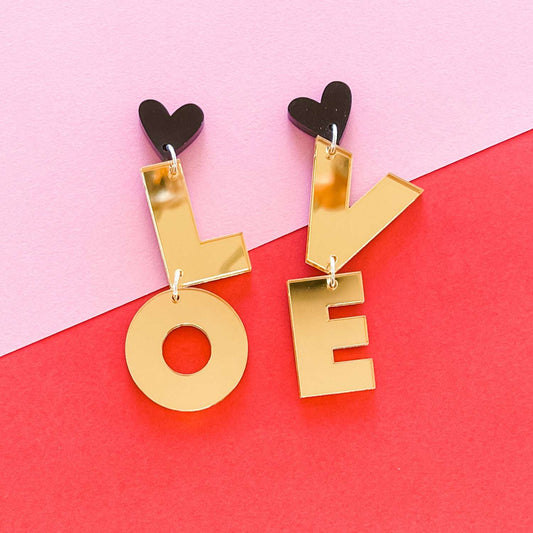 Gold LOVE Earrings-Bandicute