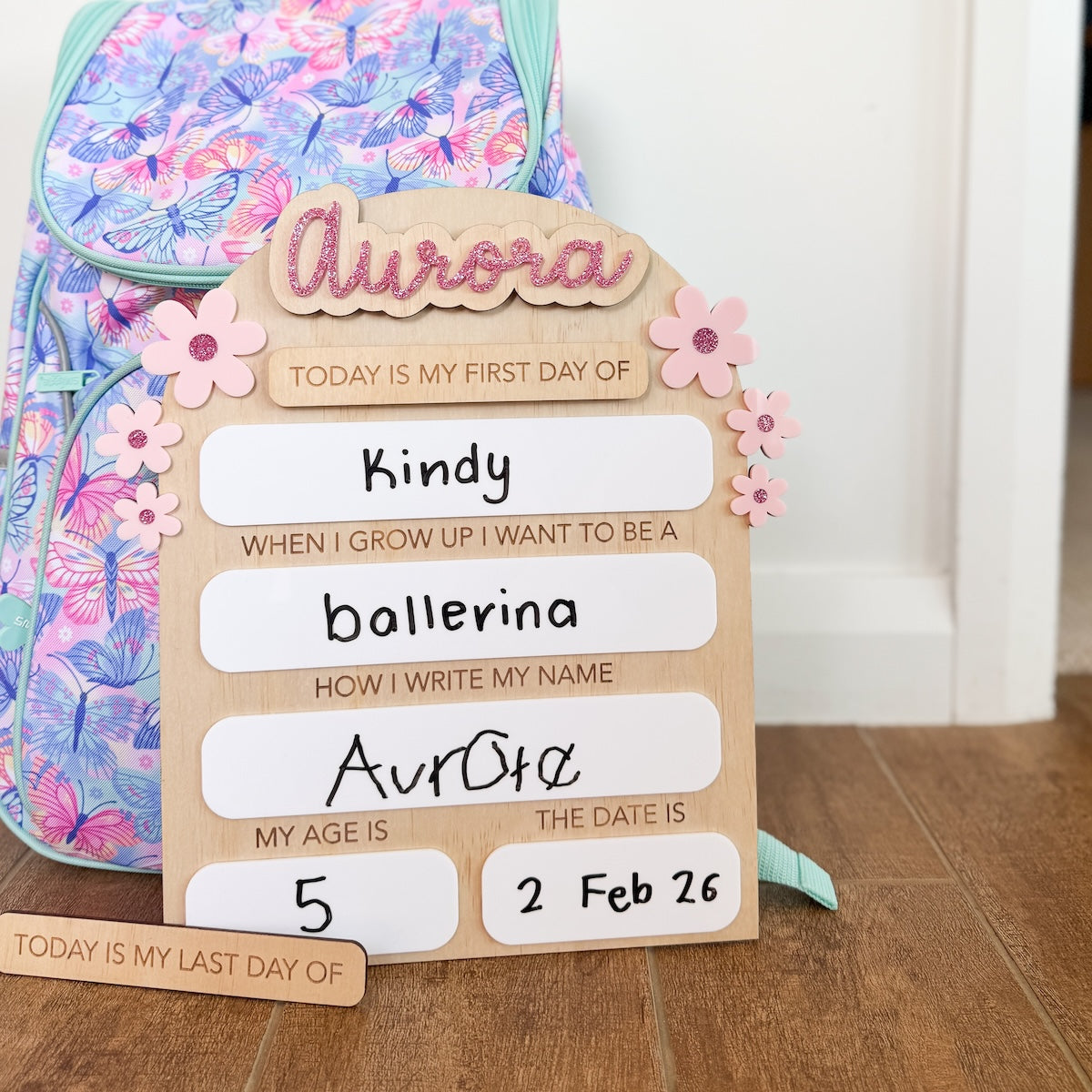 First Day of School Board - Pink Flowers-Bandicute