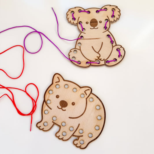 Australian Animal Lacing Toys - Koala and Wombat-Bandicute