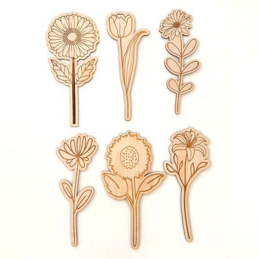 Flower Shop Wooden Flowers - set of 6-Bandicute