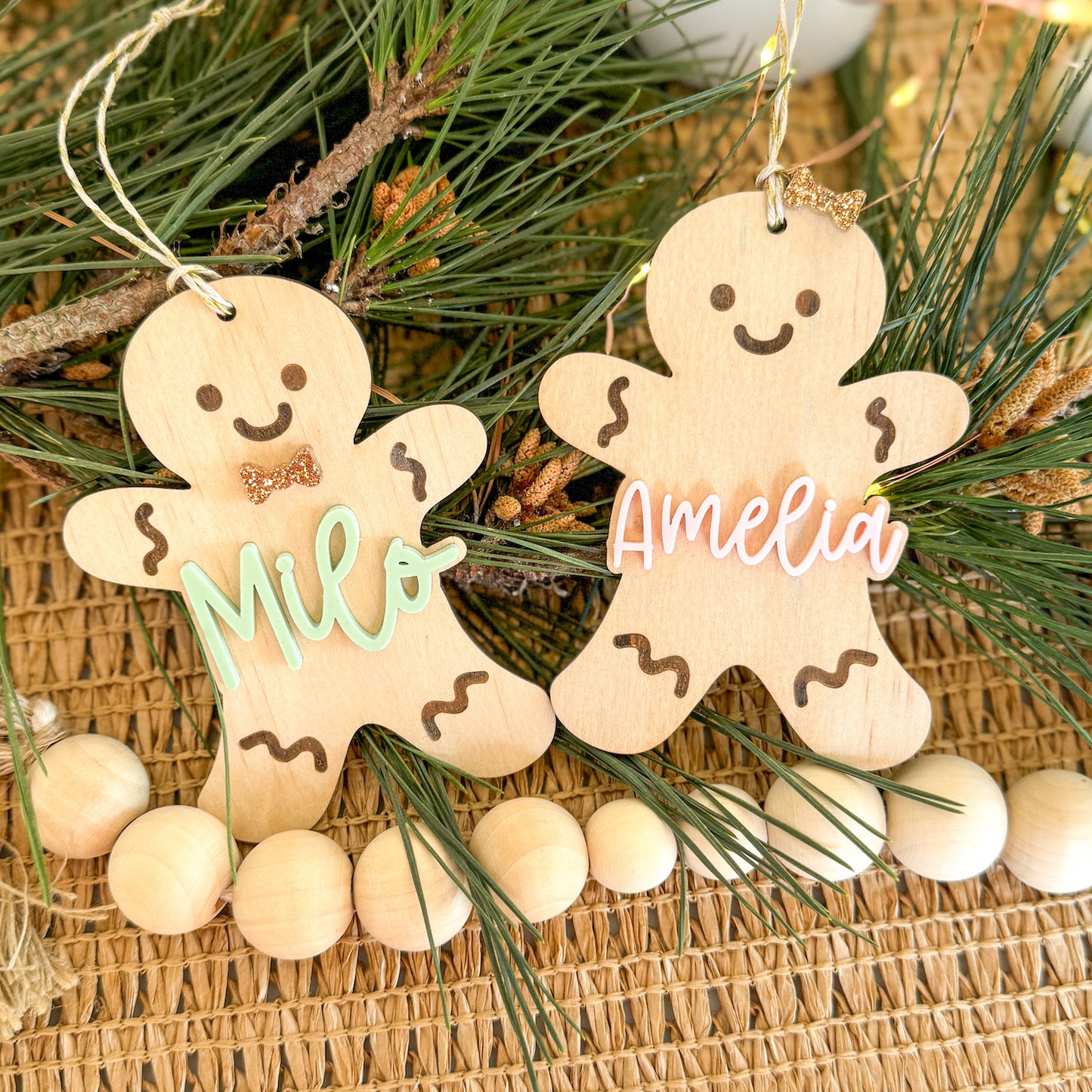 Gingerbread People Personalised Christmas Ornament-Bandicute