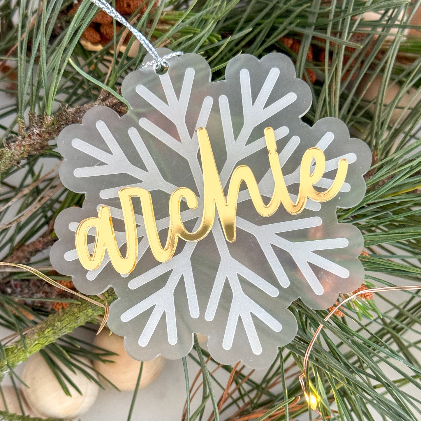 Personalised Frosted Snowflake Ornament-Bandicute