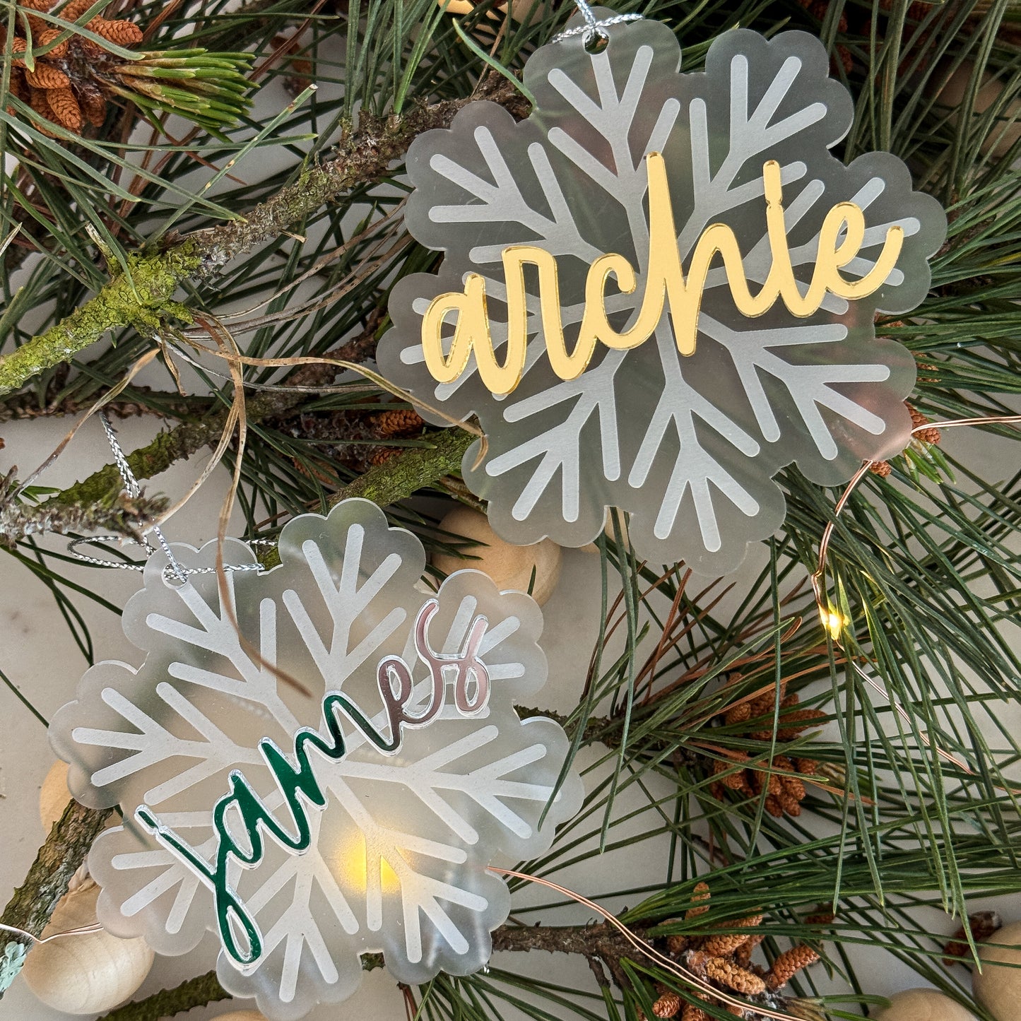 Personalised Frosted Snowflake Ornament-Bandicute