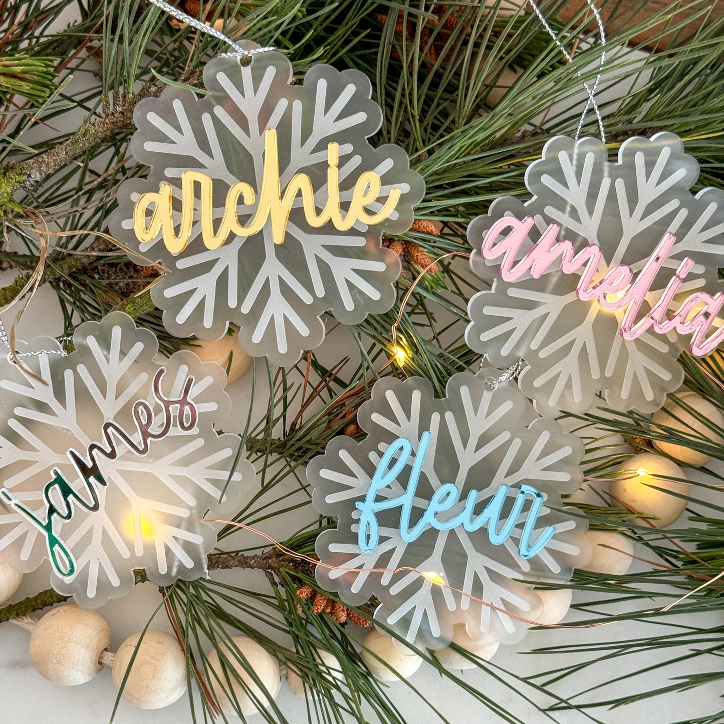 Personalised Frosted Snowflake Ornament-Bandicute