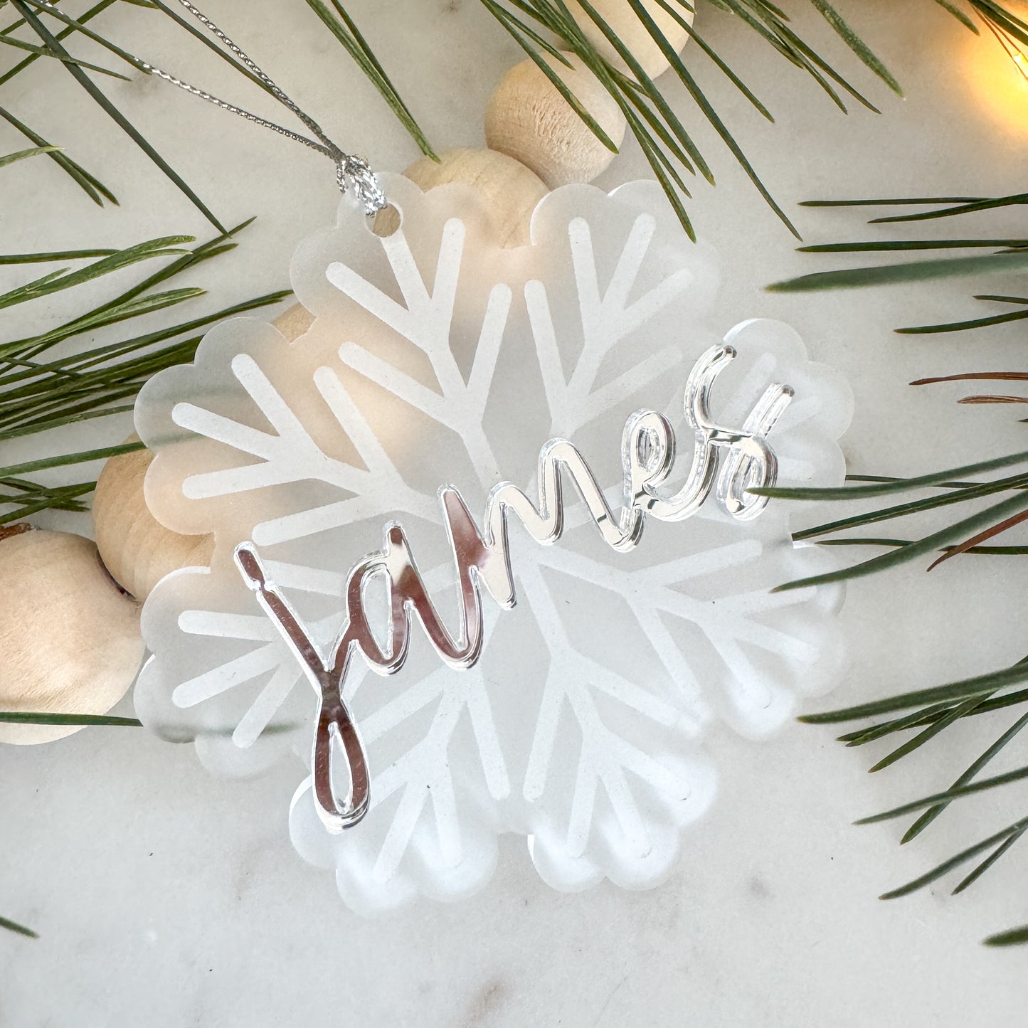 Personalised Frosted Snowflake Ornament-Bandicute