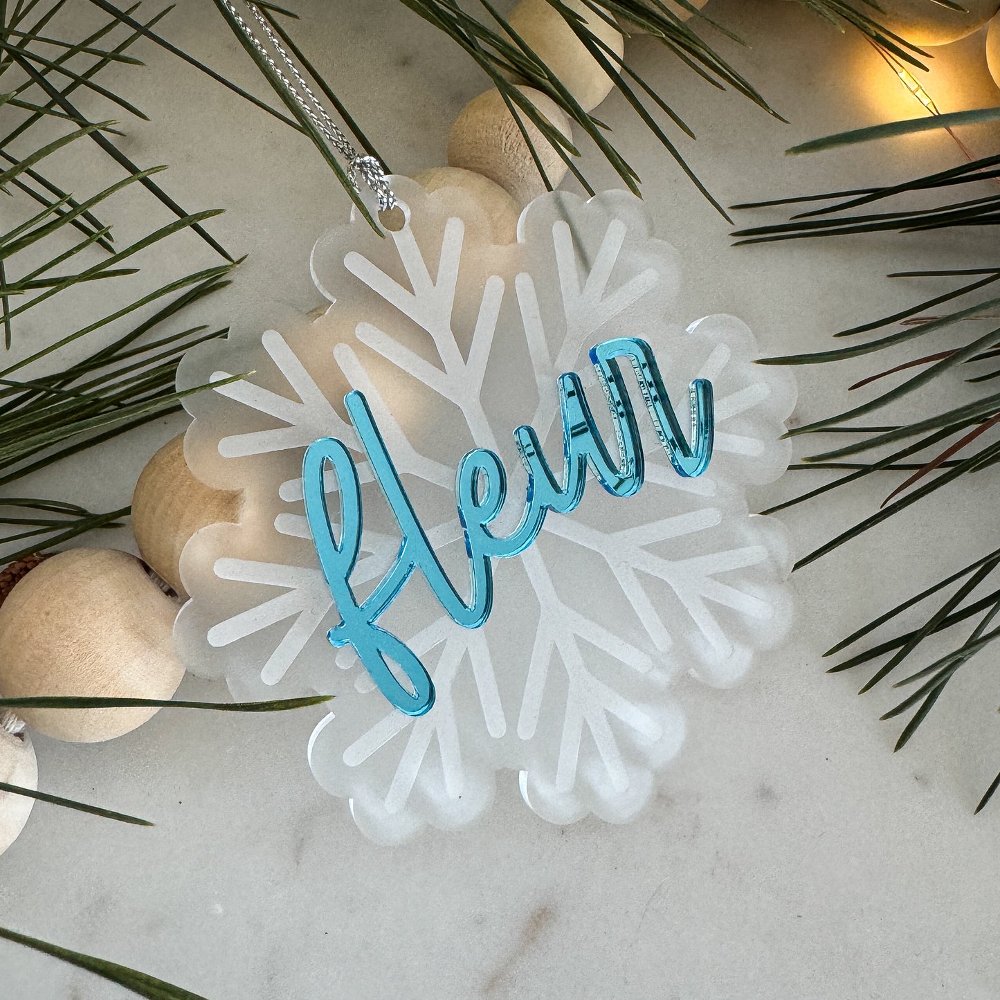 Personalised Frosted Snowflake Ornament-Bandicute