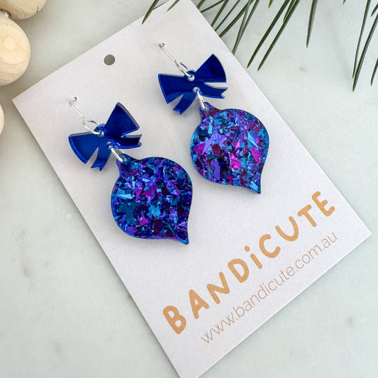 Bauble Earrings - Sparkly Blue-Bandicute