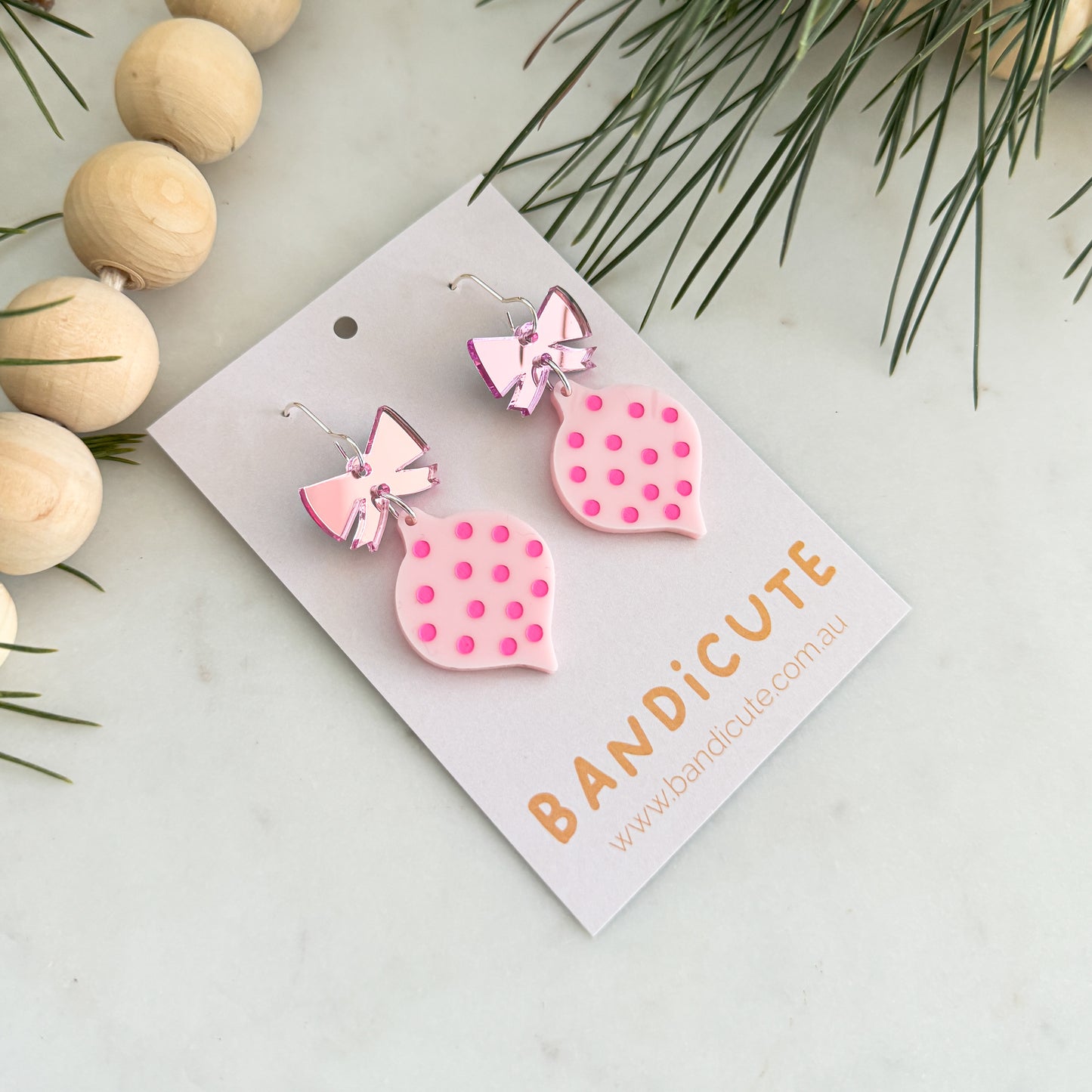 Spotty Bauble Earrings - Light Pink-Bandicute