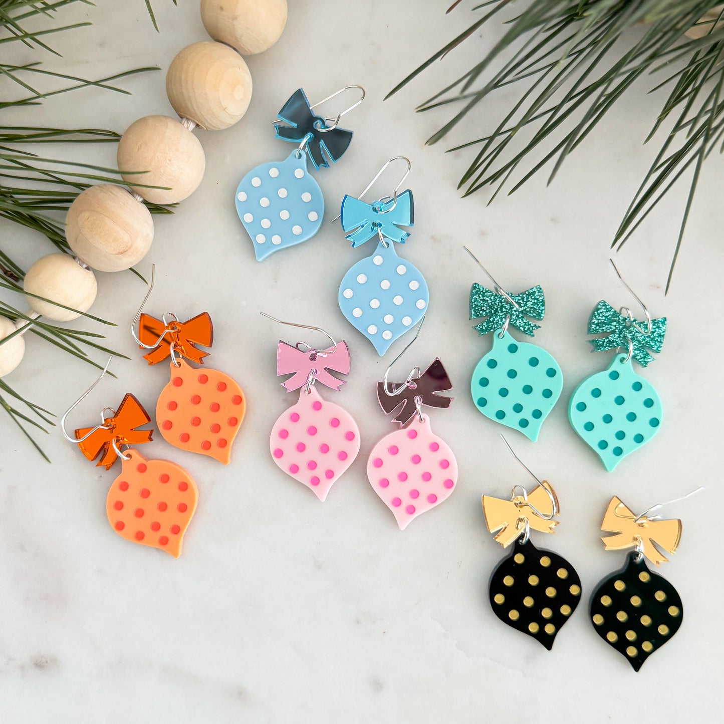 Spotty Bauble Earrings - Light Blue-Bandicute