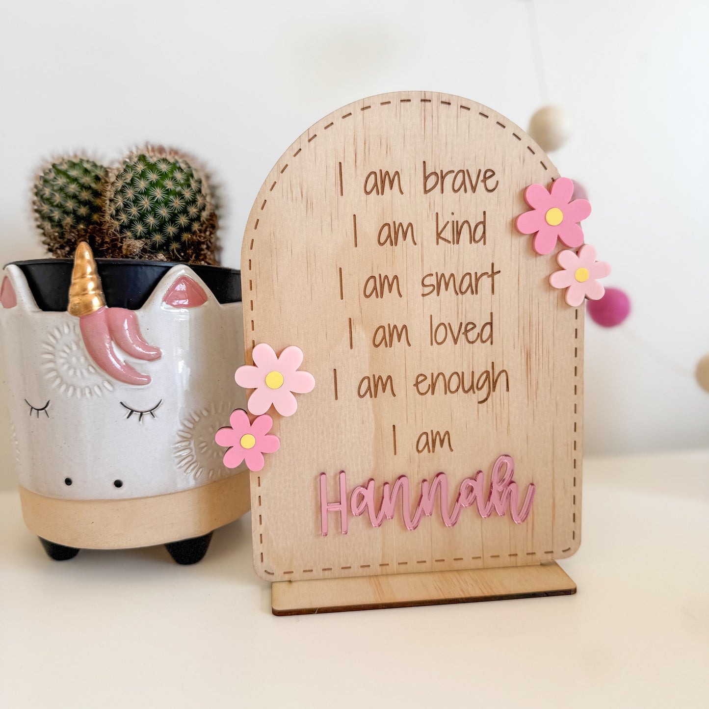 Personalised Affirmation Plaque - Flowers-Bandicute