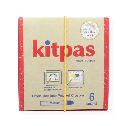 Kitpas Medium Stick Rice Wax Crayons - 6 Pack-Bandicute