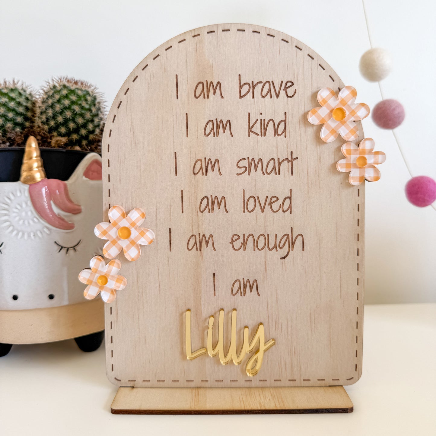 Personalised Affirmation Plaque - Flowers-Bandicute