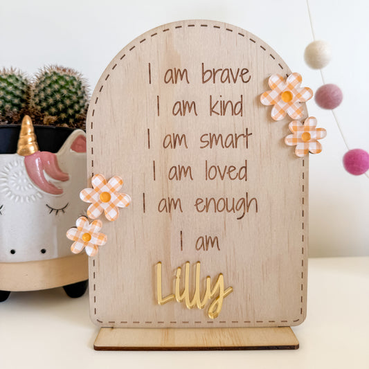 Personalised Affirmation Plaque - Flowers-Bandicute