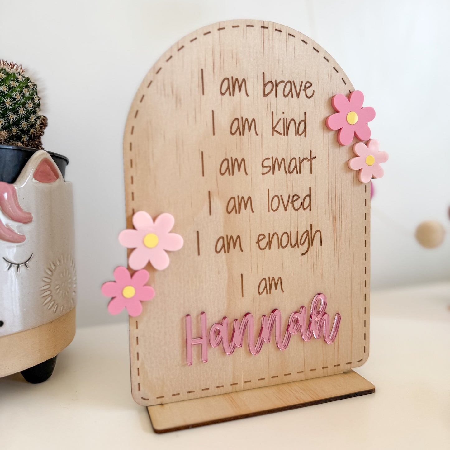 Personalised Affirmation Plaque - Flowers-Bandicute