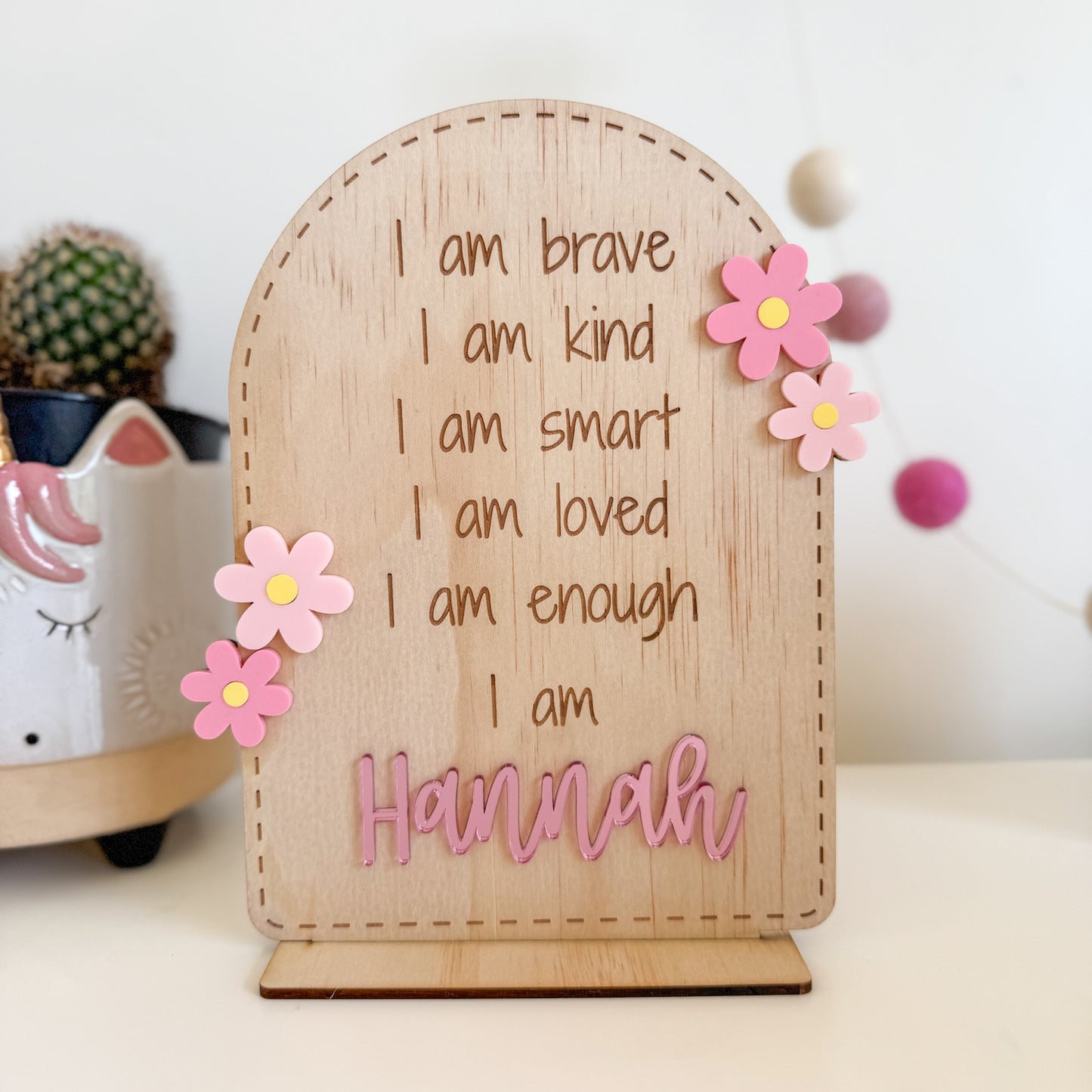 Personalised Affirmation Plaque - Flowers-Bandicute