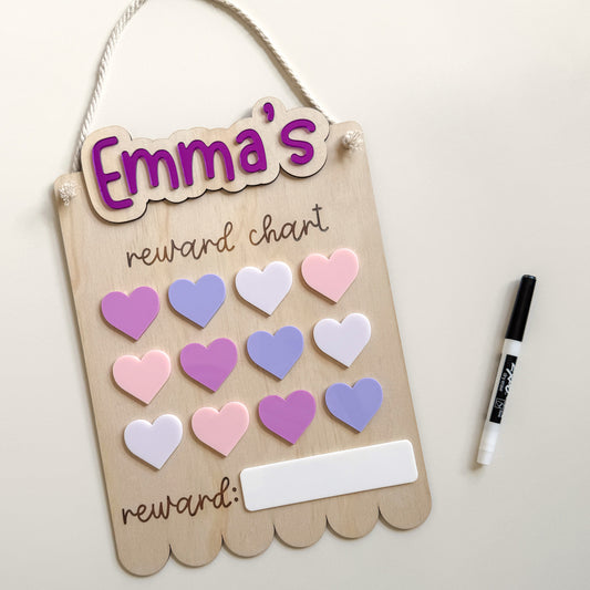 Personalised Reward Chart - Hearts-Bandicute