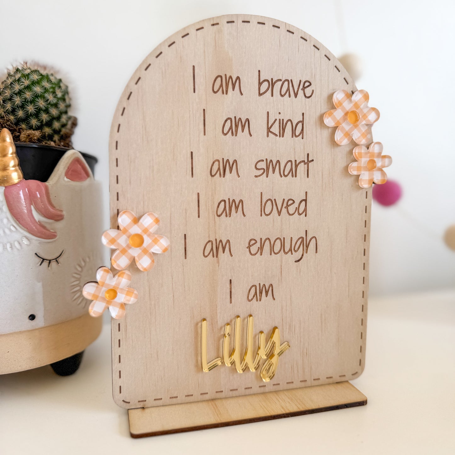 Personalised Affirmation Plaque - Flowers-Bandicute