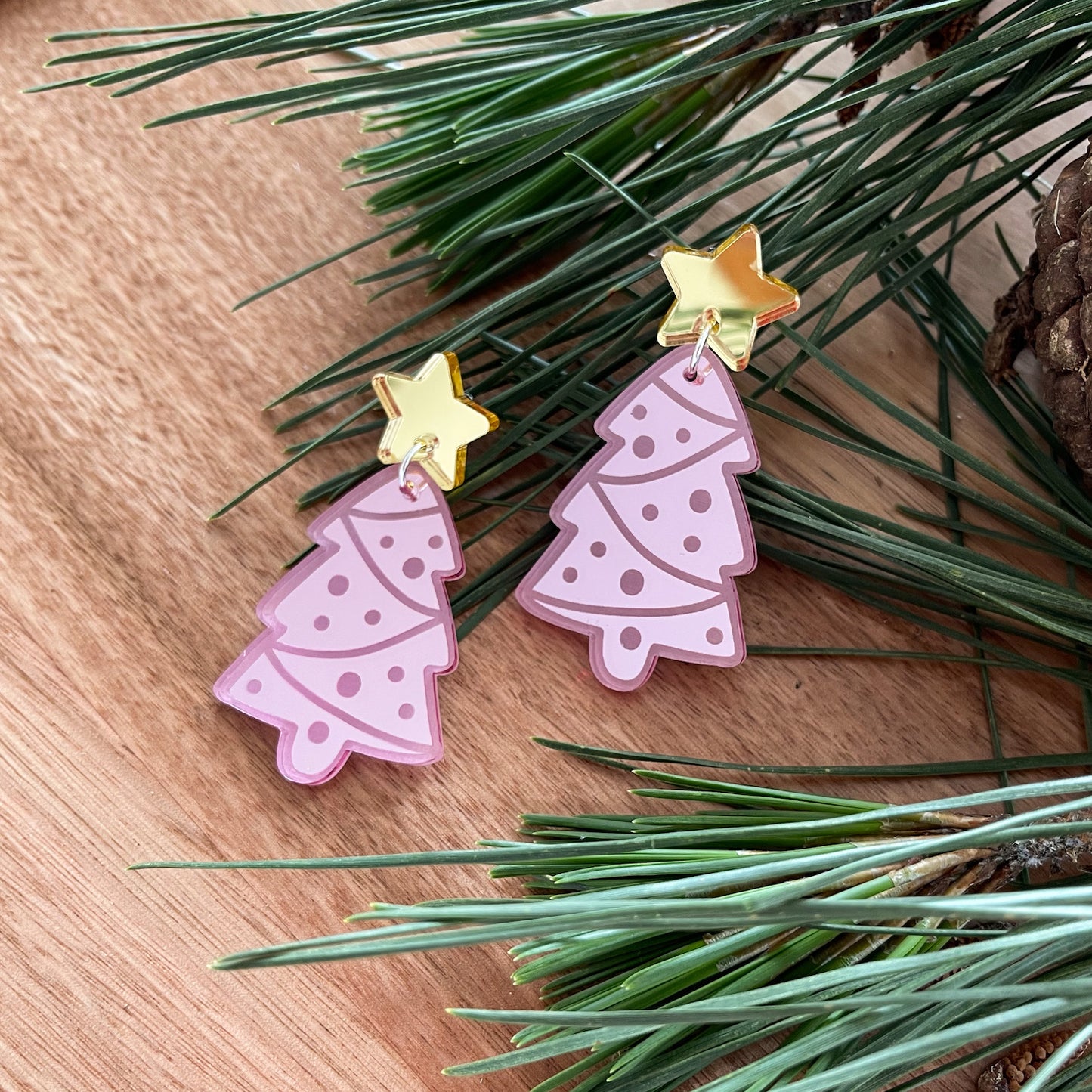 Christmas Tree Earrings - Pink - PRE-ORDER-Bandicute