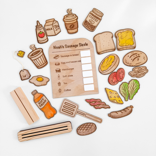 Wooden Sausage Sizzle Play Food Set-Bandicute