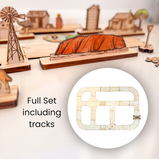 Australian Outback Wooden Car Track - 46 PIECE SET (Includes Tracks)