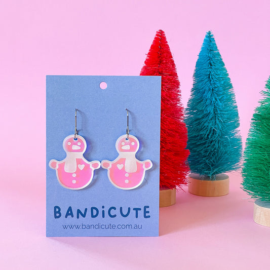Snow-People Christmas Earrings-Bandicute