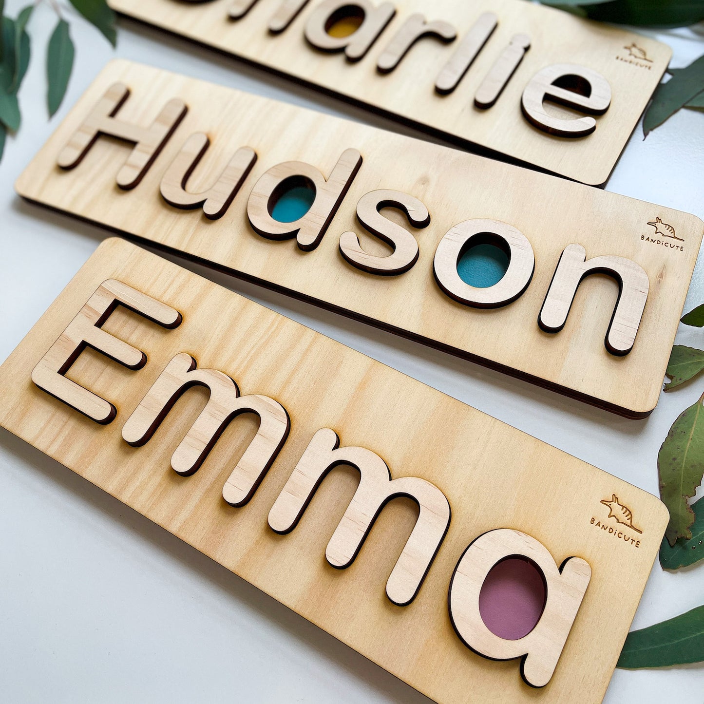 Side view Wooden Name Puzzle