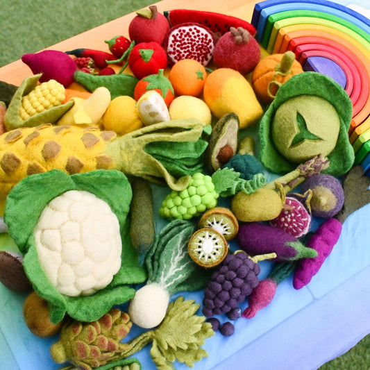 Felt Vegetables and Fruits Set - 14 pieces-Bandicute