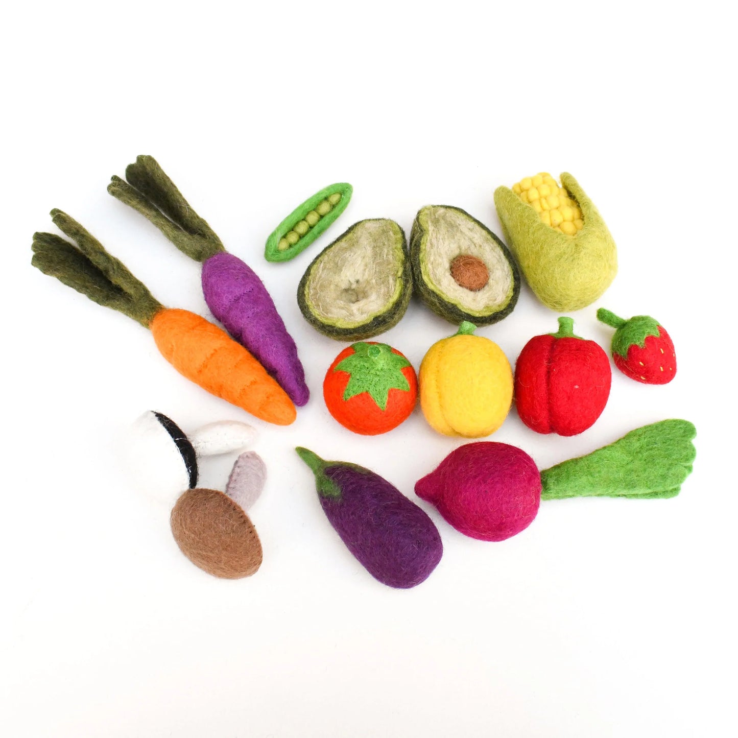 Felt Vegetables and Fruits Set - 14 pieces-Bandicute