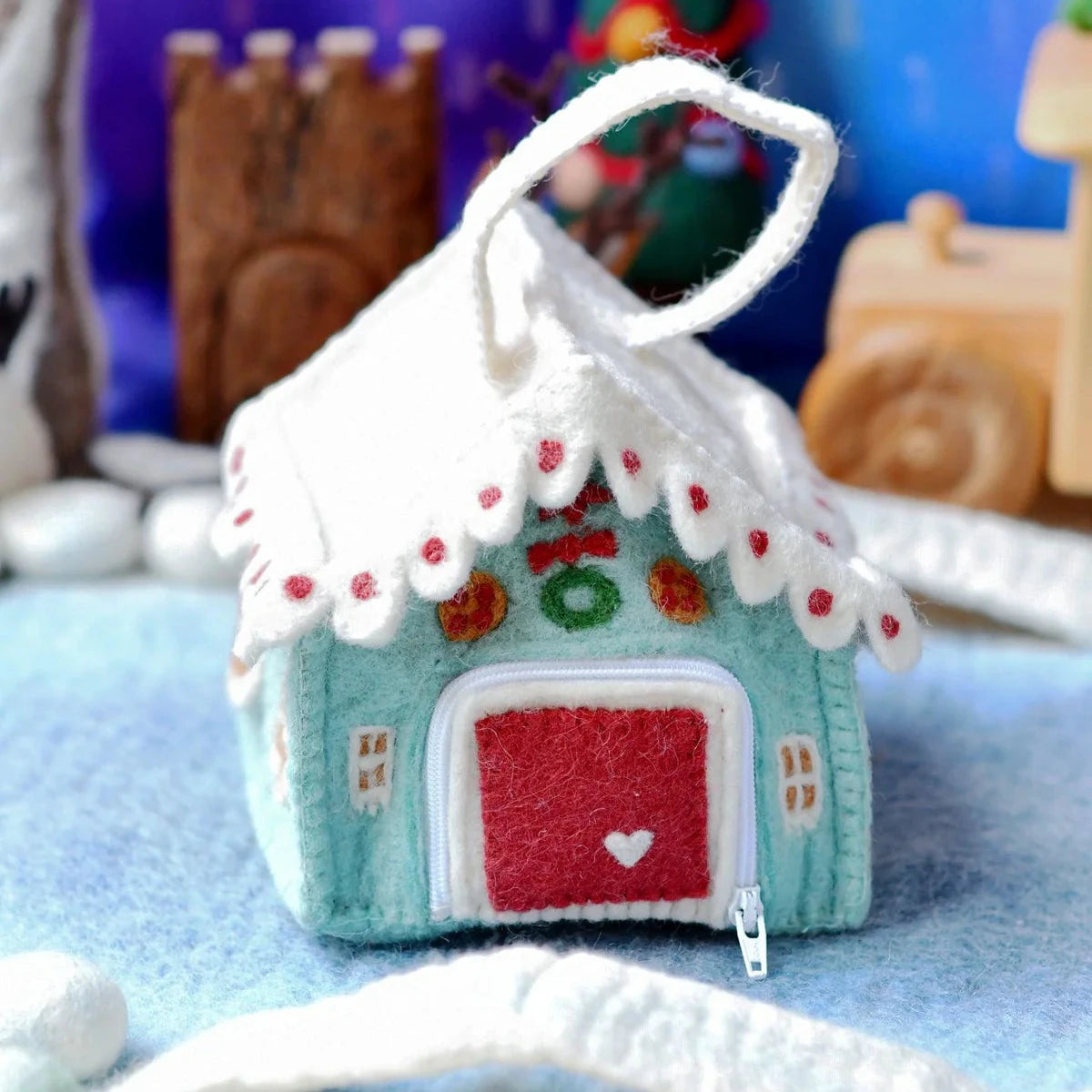 Felt Blue Gingerbread House Bag-Bandicute