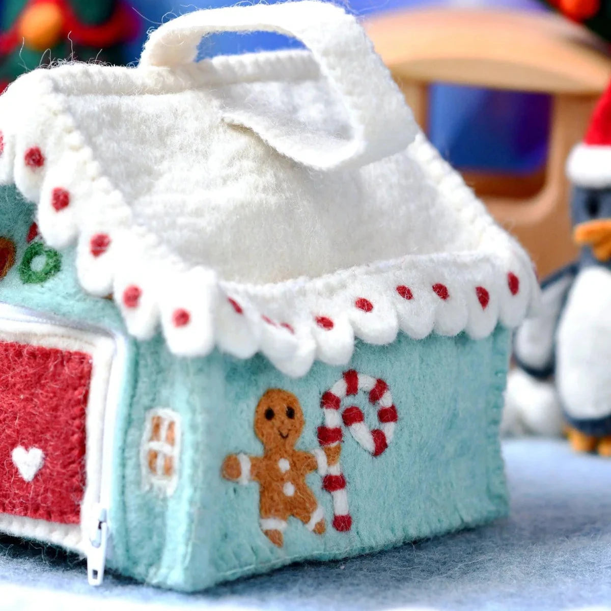 Felt Blue Gingerbread House Bag-Bandicute