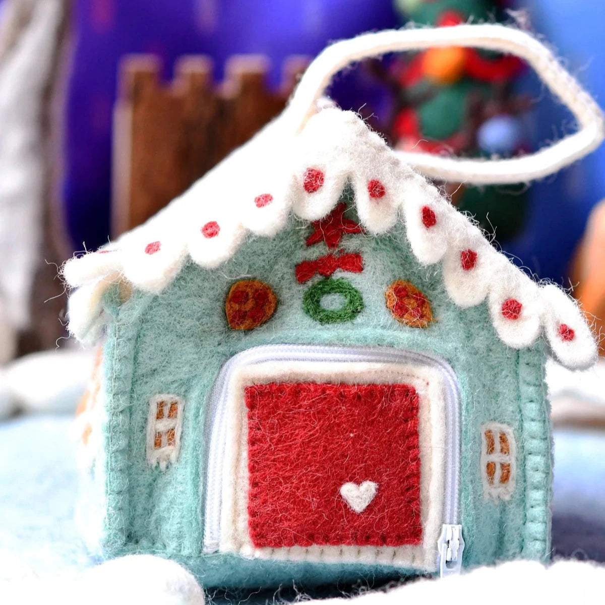 Felt Blue Gingerbread House Bag-Bandicute