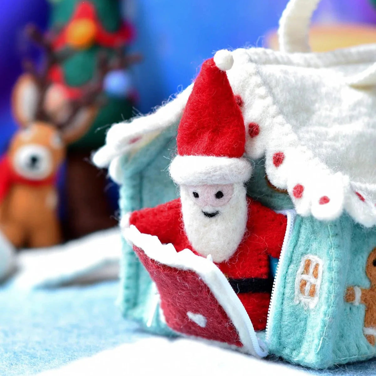 Felt Blue Gingerbread House Bag-Bandicute