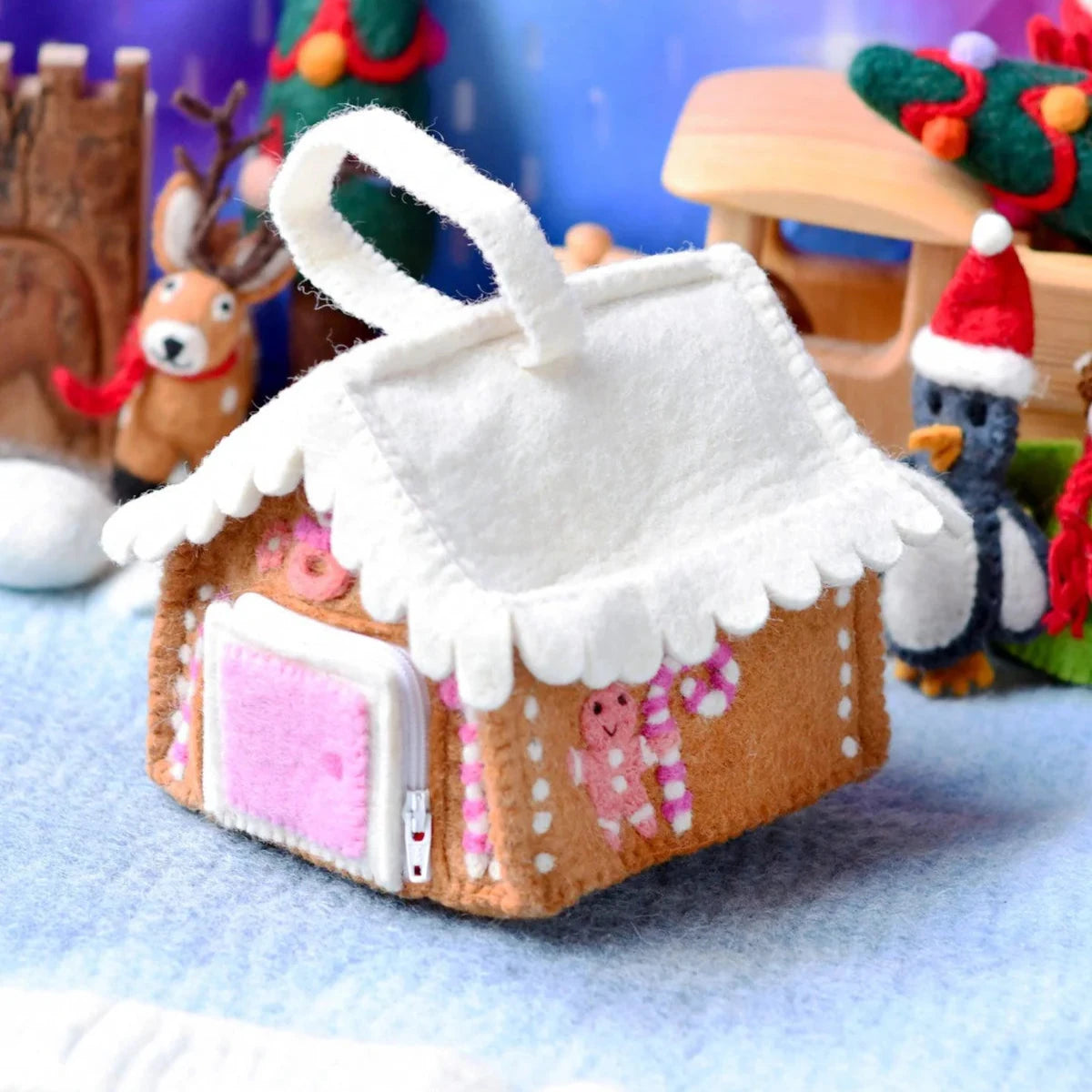 Felt Pink Gingerbread House Bag-Bandicute