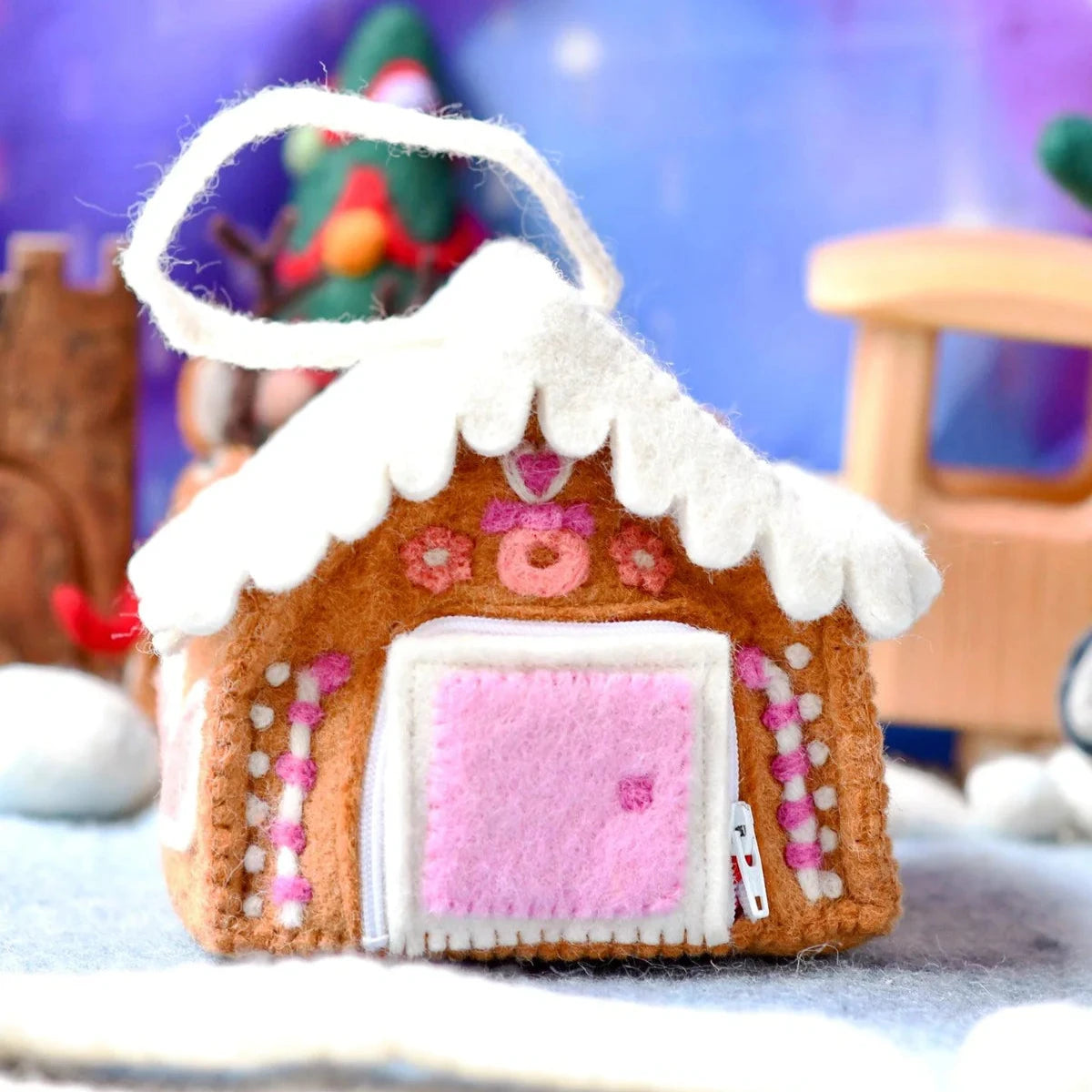 Felt Pink Gingerbread House Bag-Bandicute