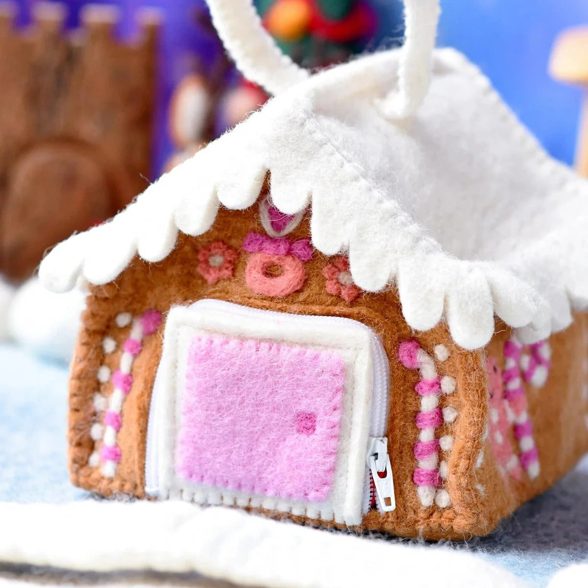 Felt Pink Gingerbread House Bag-Bandicute