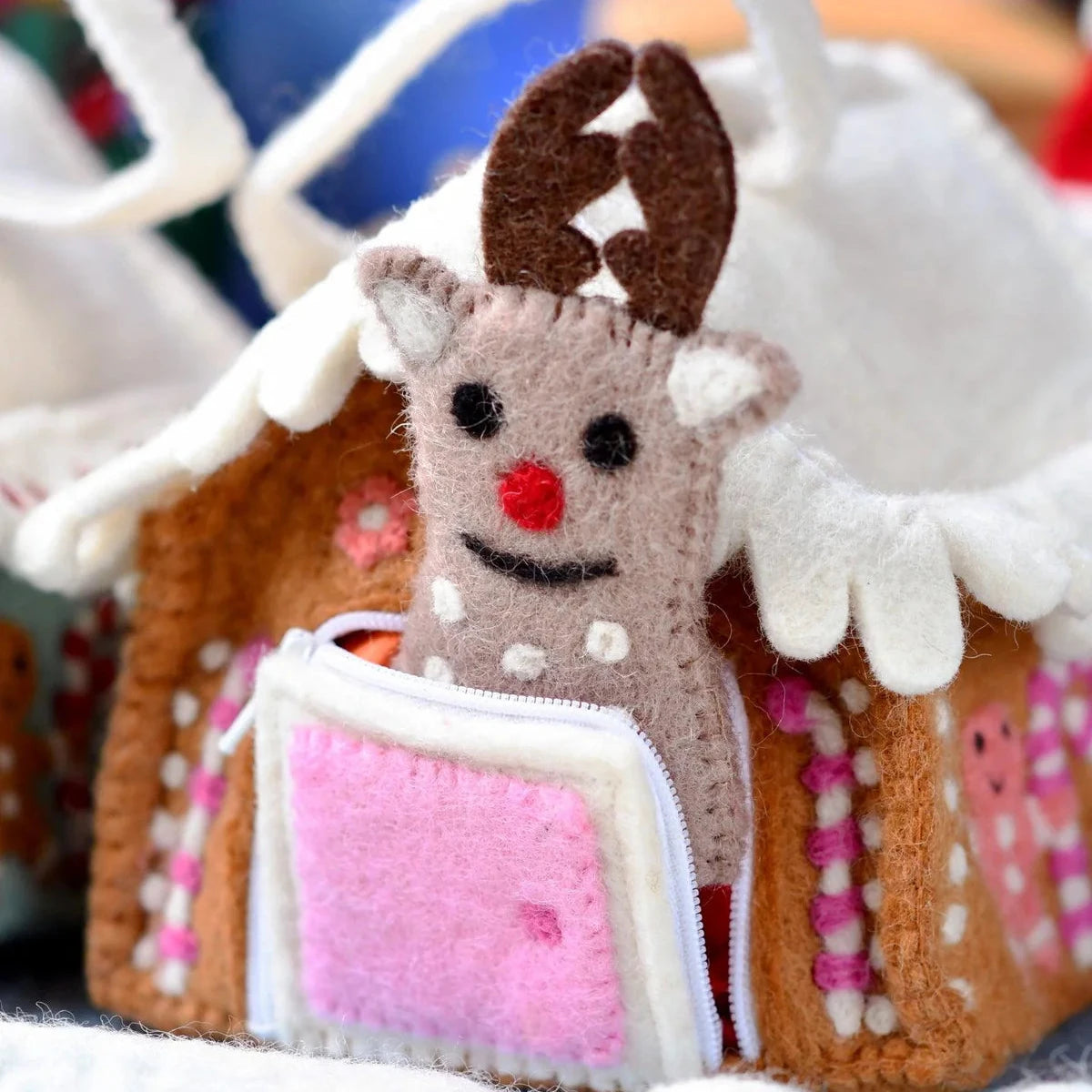 Felt Pink Gingerbread House Bag-Bandicute