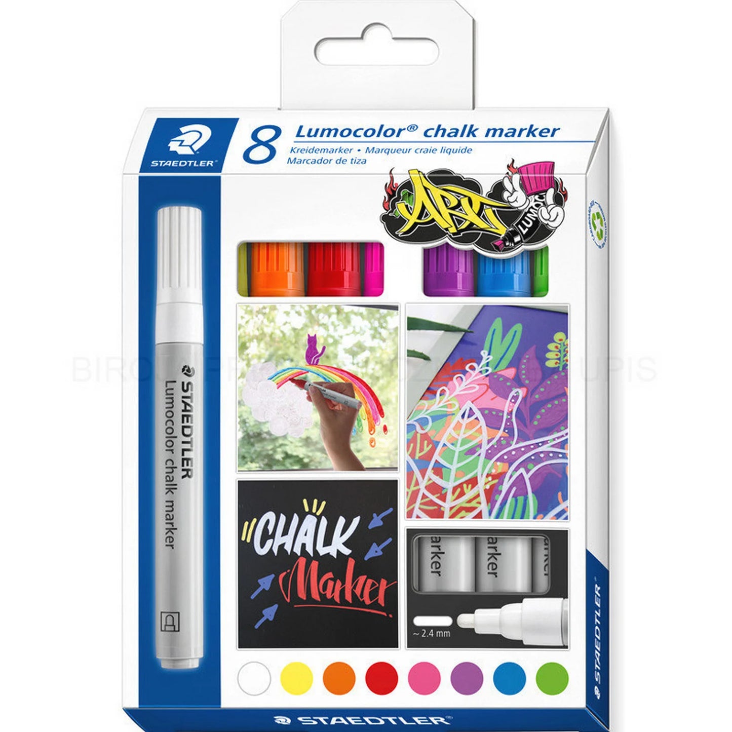 Coloured Chalk Markers – Pack of 8 - STAEDTLER Lumocolor-Bandicute