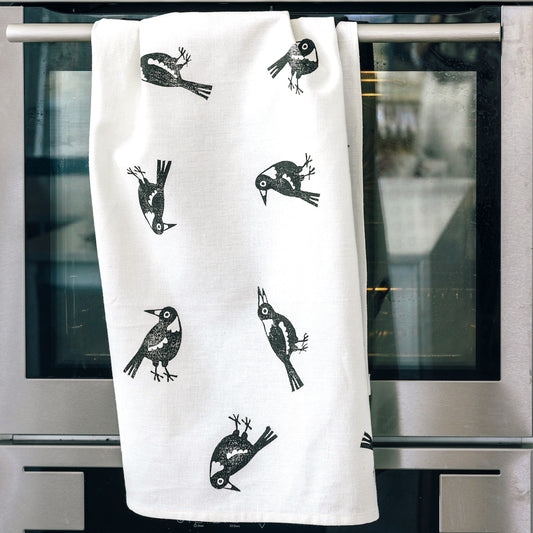 Australian Tea Towel - Magpie Print - Australian made