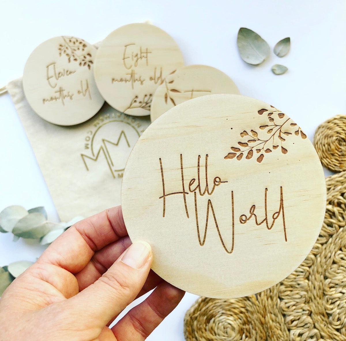 Botanicals - Etched Timber Milestone Cards-Bandicute