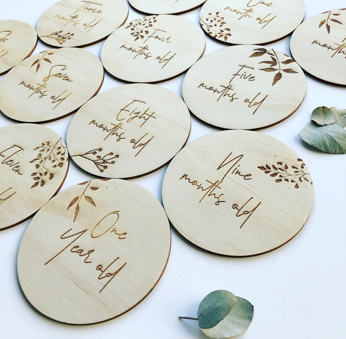 Botanicals - Etched Timber Milestone Cards-Bandicute