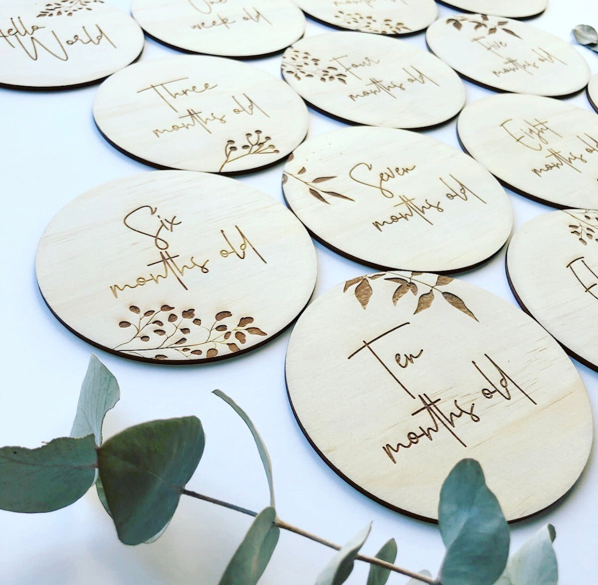 Botanicals - Etched Timber Milestone Cards-Bandicute